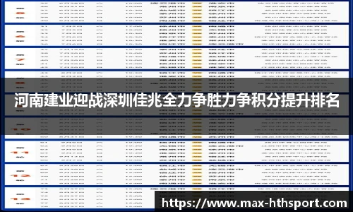 河南建业迎战深圳佳兆全力争胜力争积分提升排名